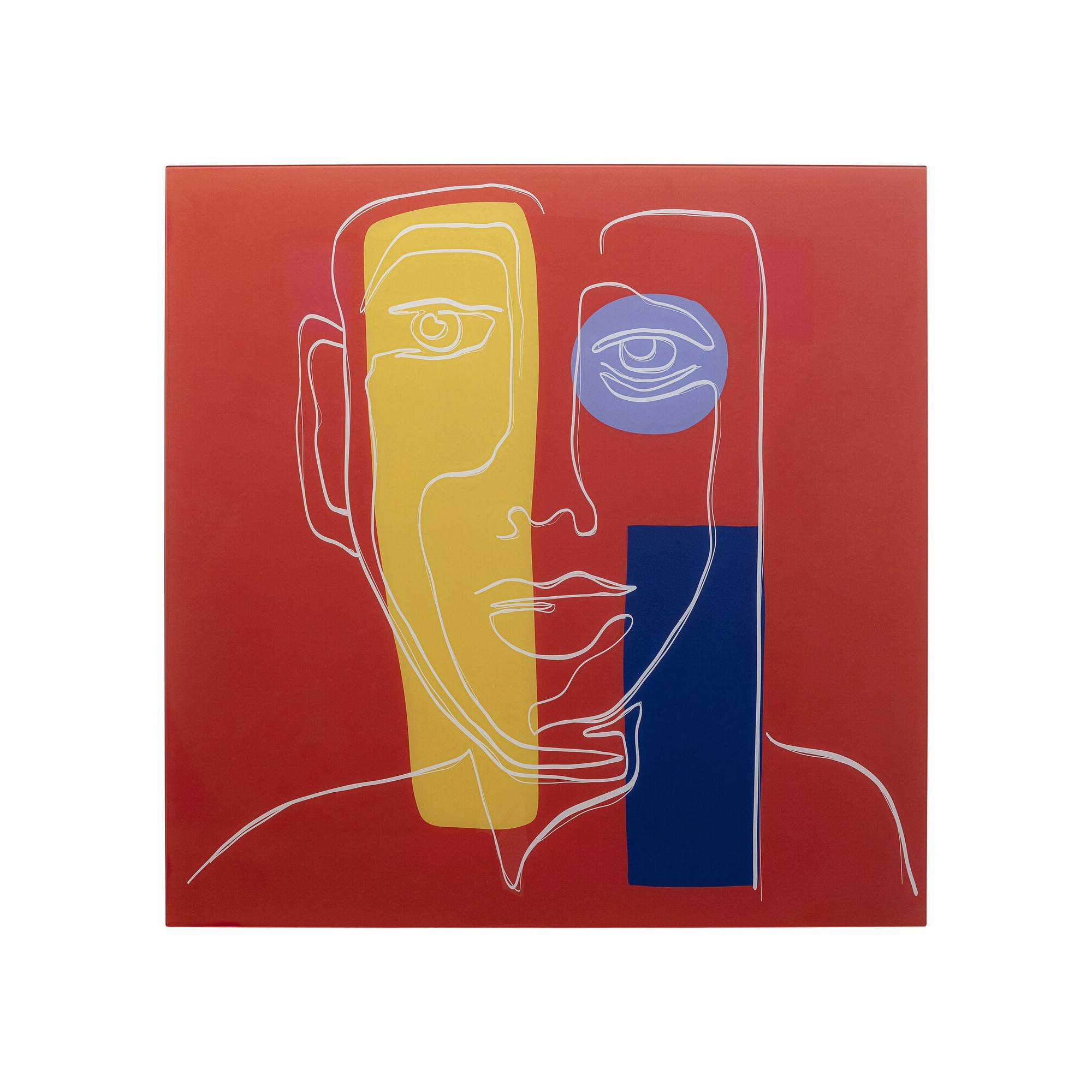 Tableau en verre Art Face rouge 100x100cm