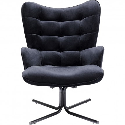 Draaifauteuil Oscar fluweel zwart Kare Design