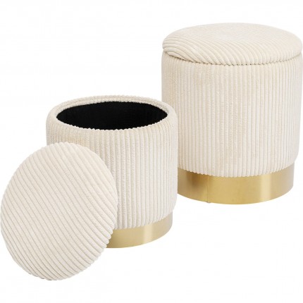 Stool trunk Plush cream (2/Set) Kare Design