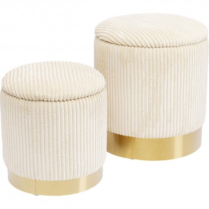 Stool trunk Plush cream (2/Set) Kare Design