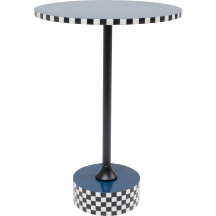 Bijzettafel Domero Checkers Ø40cm blauw Kare Design