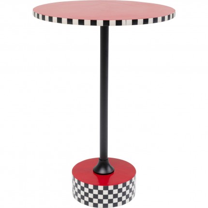 Bijzettafel Domero Checkers rood Ø40cm Kare Design