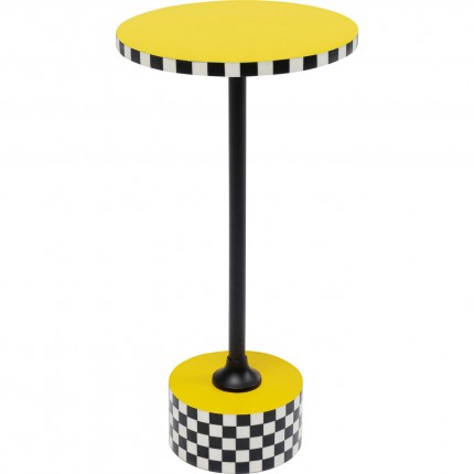 Bijzettafel Domero Checkers geel Ø25cm Kare Design