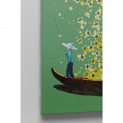 Schilderij Flower Boat groen en geel 80x100cm Kare Design