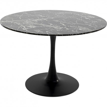 Eettafel Schickeria Ø110cm marbleprint zwart Kare Design