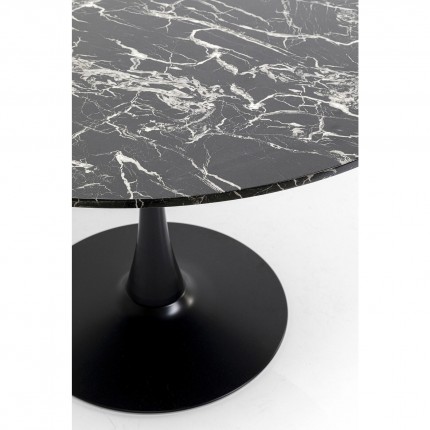 Eettafel Schickeria Ø110cm marbleprint zwart Kare Design