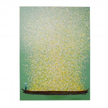 Schilderij Flower Boat groen en geel 80x100cm Kare Design