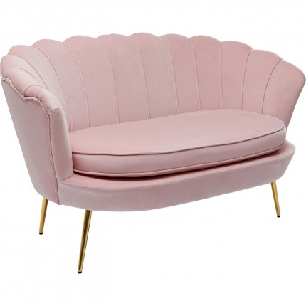 Sofa Water Lily 2-Zits fluweel roze en goud Kare Design