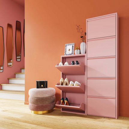 Schoenenkast Caruso roze 3 laden Kare Design