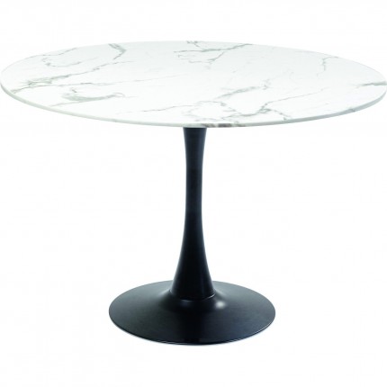 Eettafel Schickeria Marmerprint Wit en zwart 110cm Kare Design