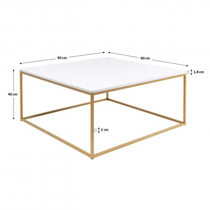 Salontafel Key West Goud 90x90cm Kare Design