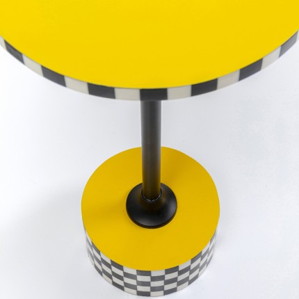 Bijzettafel Domero Checkers geel Ø25cm Kare Design