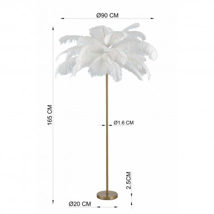 Floor Lamp Feather 165cm white Kare Design