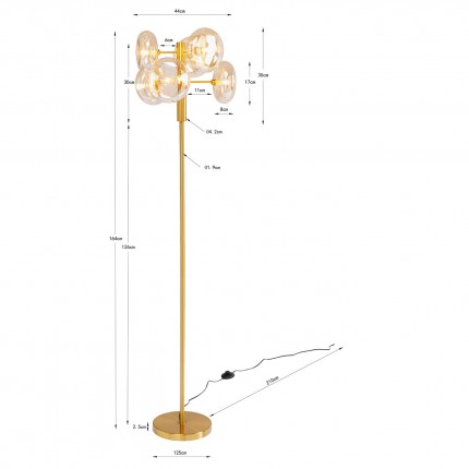 Vloerlamp Headlight 163cm goud Kare Design