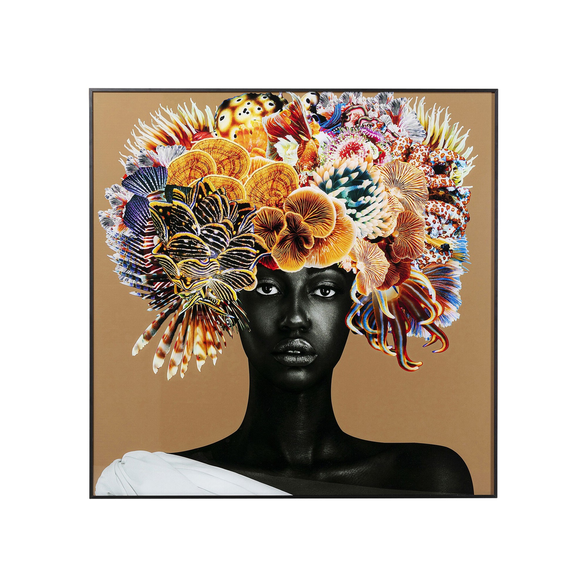 Tableau encadré Flower Hair 120x120cm