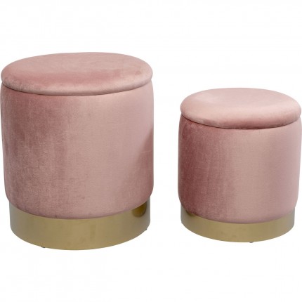 Stool trunk Cherry Mauve Brass (2/Set) Kare Design