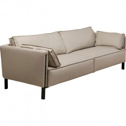 Sofa Victor 3-Zits leder grijs Kare Design