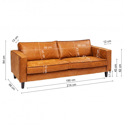 Sofa Neo 3-Zits leer Kare Design