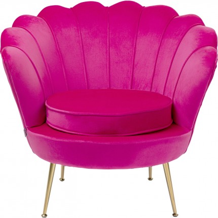 Fauteuil Water Lily Fuchsia fluweel Goud Kare Design