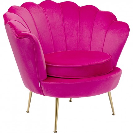 Fauteuil Water Lily Fuchsia fluweel Goud Kare Design