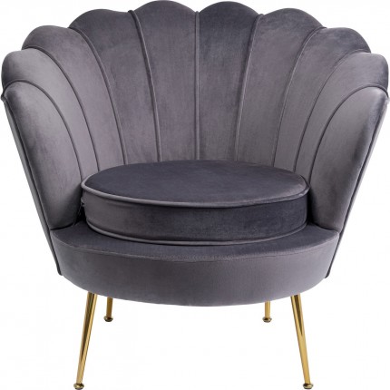 Fauteuil Water Lily grijs fluweel goud Kare Design