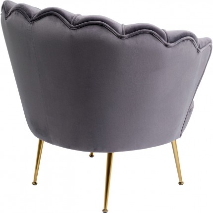 Fauteuil Water Lily grijs fluweel goud Kare Design