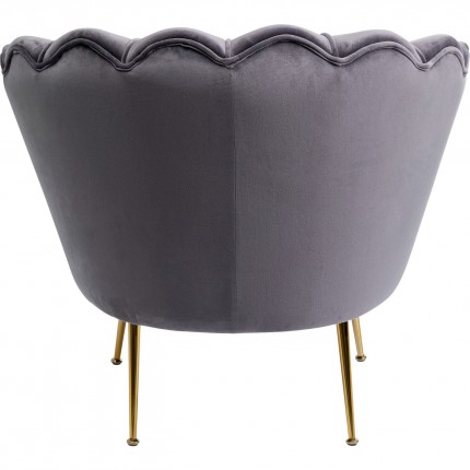 Fauteuil Water Lily grijs fluweel goud Kare Design