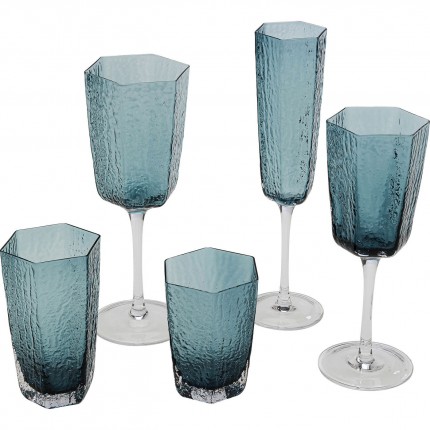 White Wine Glass Cascata blue (6/Set) Kare Design