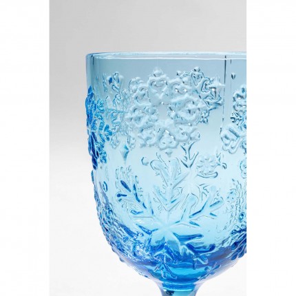 Wine Glass Ice Flowers Blue (6/Set) Kare Design