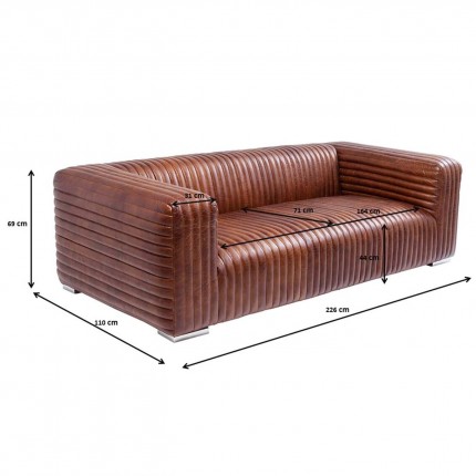 Sofa Malibu 3-Zits leer Kare Design