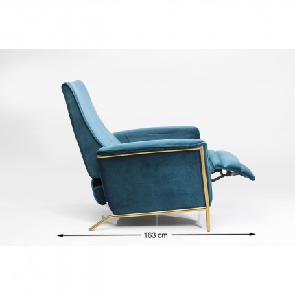 Fauteuil relax Lazy fluweel petroleumblauw Kare Design