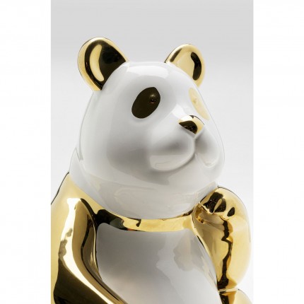 Woonaccessoires panda zittend 19cm goud en wit Kare Design