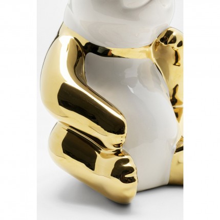 Woonaccessoires panda zittend 19cm goud en wit Kare Design