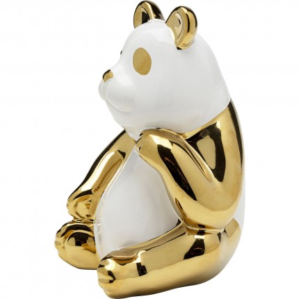 Woonaccessoires panda zittend 19cm goud en wit Kare Design