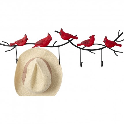 Wall Coat Rack red birds 72cm Kare Design