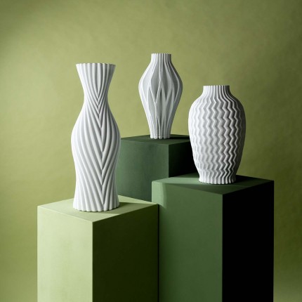 Vase Akira 35cm white zigzag Kare Design