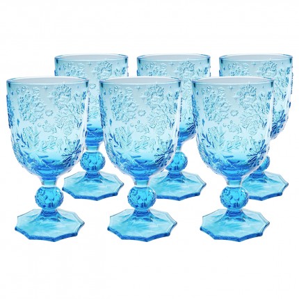 Wijnglazen Ice Flowers blauw (6/Set) Kare Design