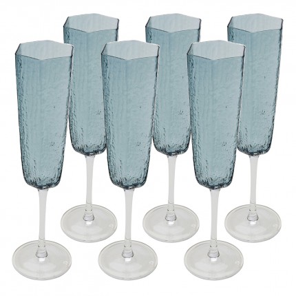 Champagneglazen Cascata blauw (6/Set) Kare Design