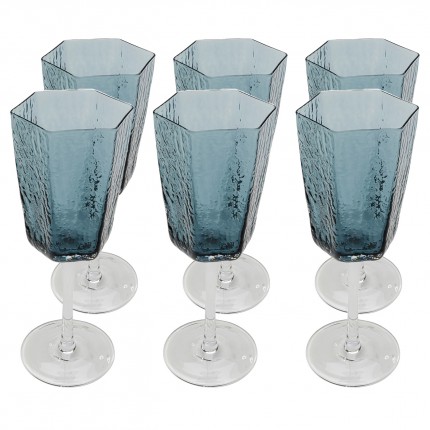 Wijnglazen Wit Cascata blauw (6/Set) Kare Design