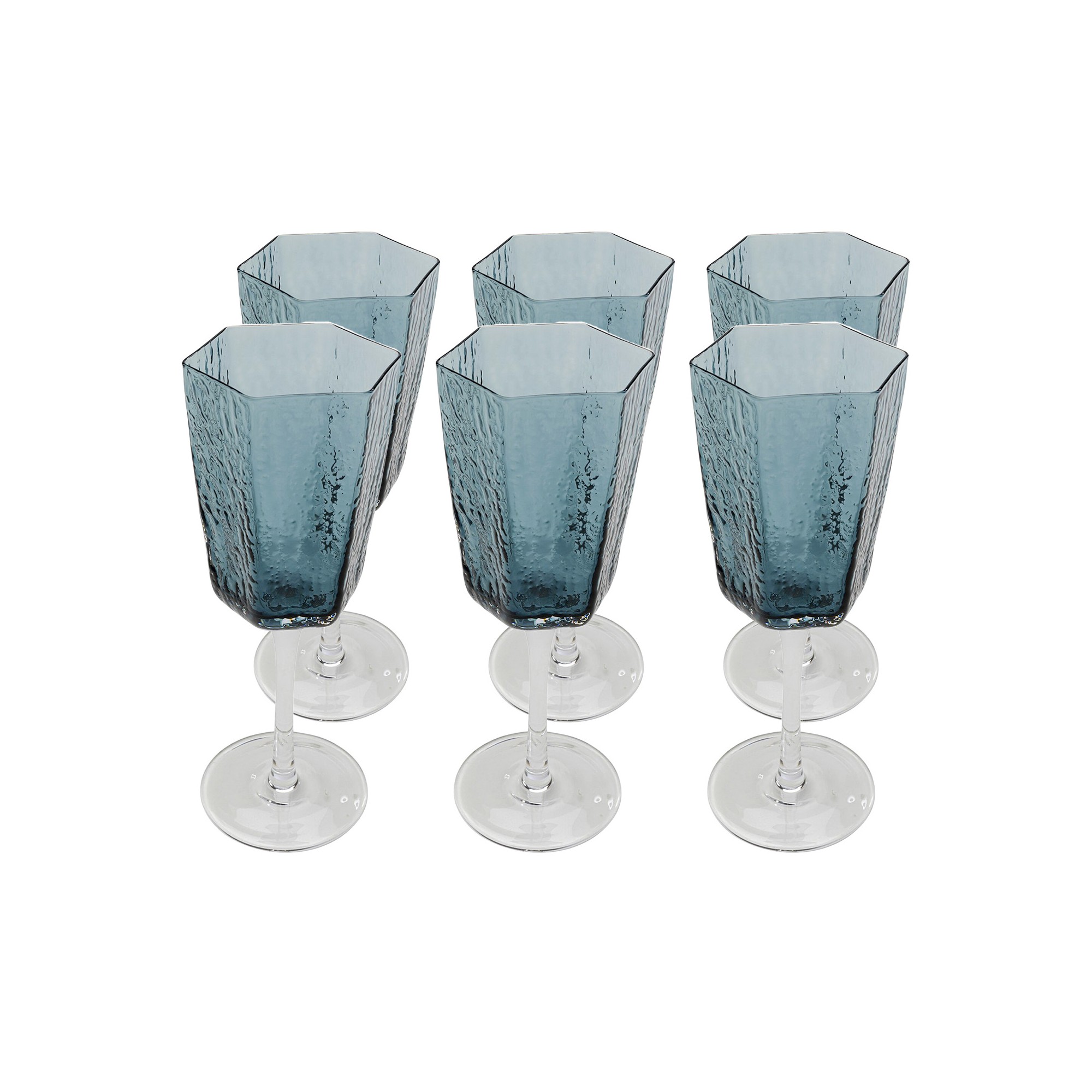 Wijnglazen Wit Cascata blauw (6/Set) Kare Design