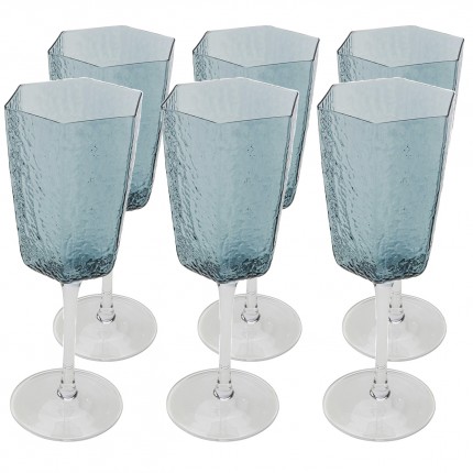 Red Wine Glass Cascata blue (6/Set) Kare Design