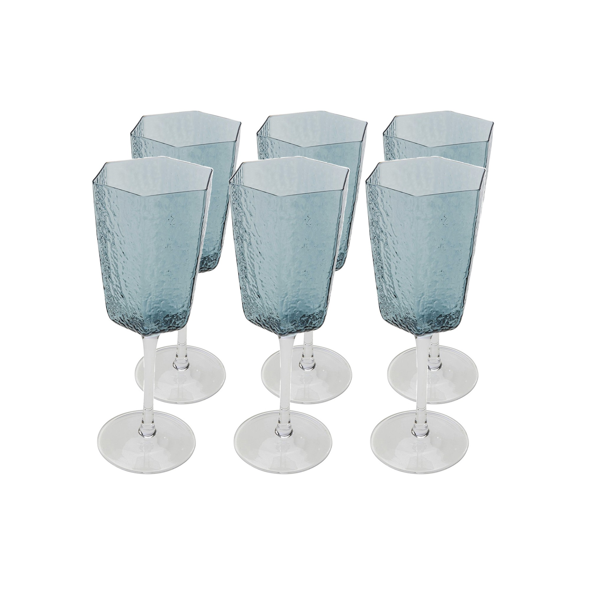 Red Wine Glass Cascata blue (6/Set) Kare Design