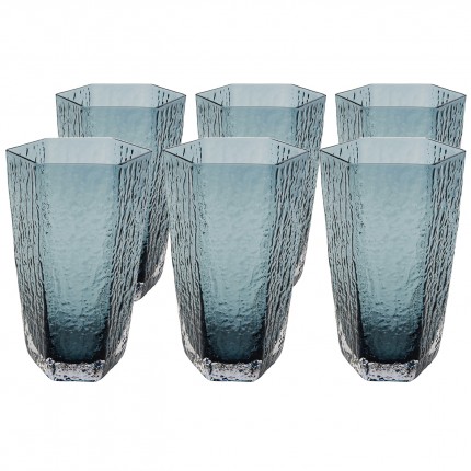 Waterglazen Lang Cascata blauw (6/Set) Kare Design