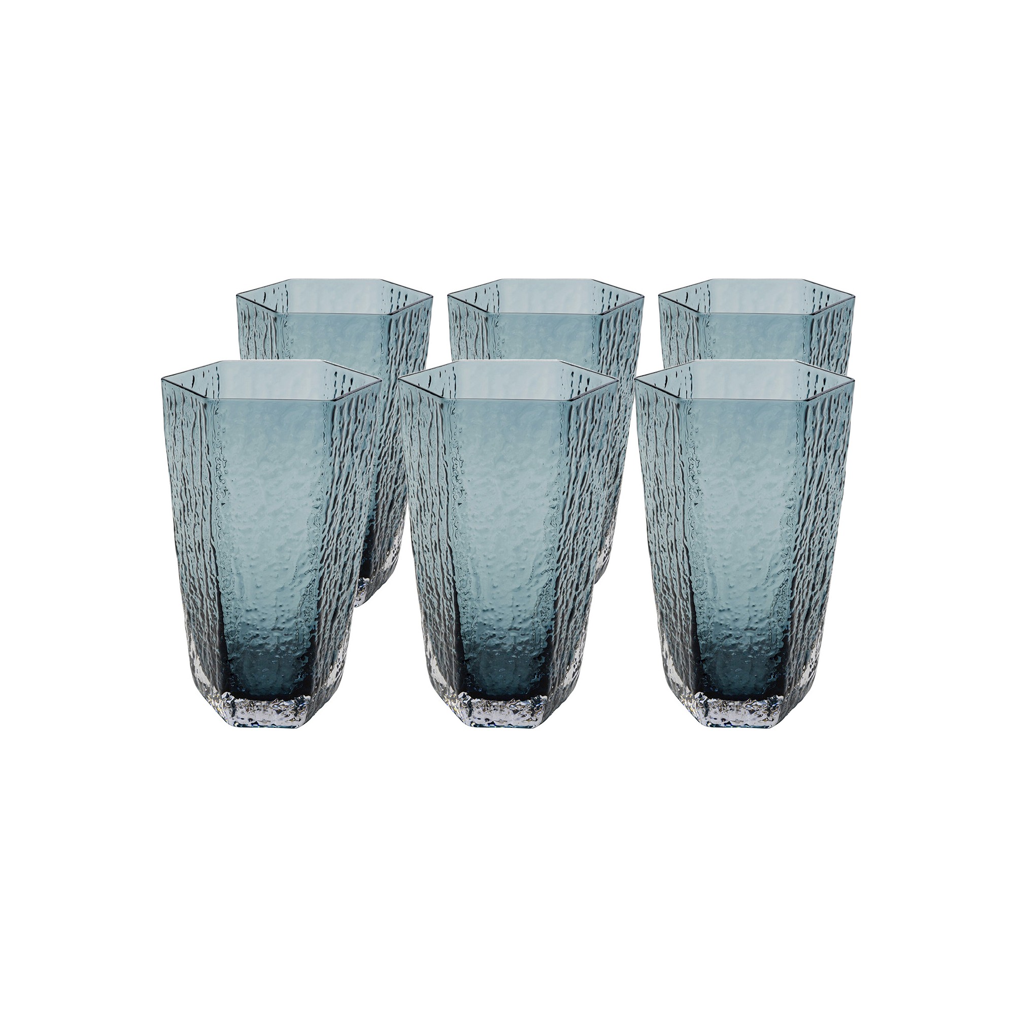 Waterglazen Lang Cascata blauw (6/Set) Kare Design