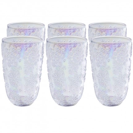 Water Glass Ice Flowers purple (6/set) Kare Design