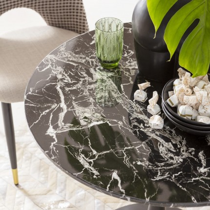 Eettafel Schickeria Marbleprint Black 80cm Kare Design