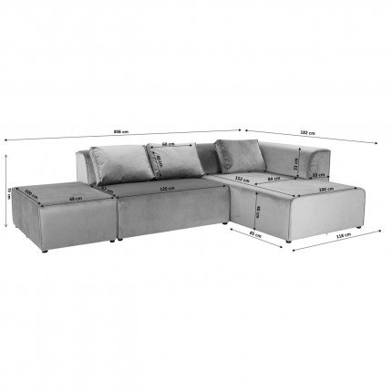 Sofa Infinity Ottomane Grey Right Kare Design