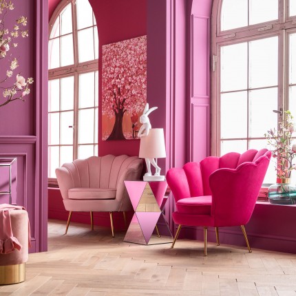 Fauteuil Water Lily Fuchsia fluweel Goud Kare Design