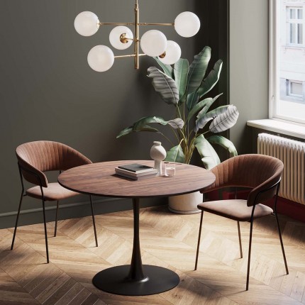 Eettafel Schickeria 110cm walnoot en zwart Kare Design