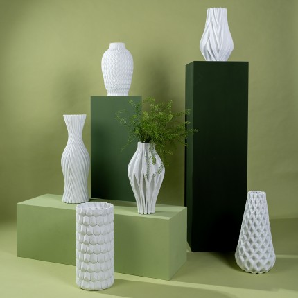 Vase Akira 35cm white zigzag Kare Design